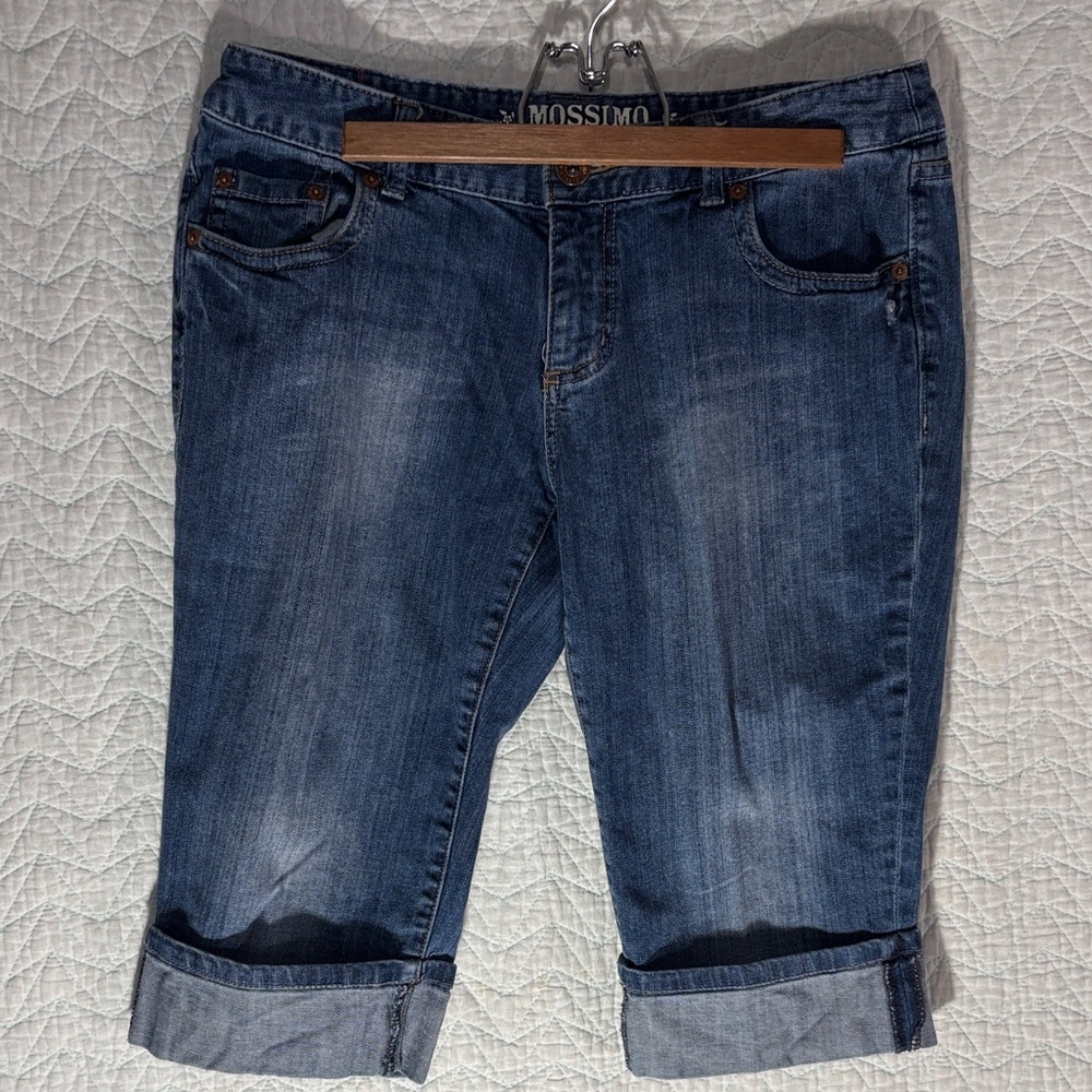 Mossimo Supply Co. Medium Blue Boyfriend Rolled Cuff Jeans capris